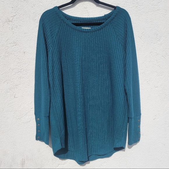 NWT Chaser Women's Thermal Waffle Knit Scoop Neck Long Sleeve Tunic Top Size XL - Picture 3 of 9